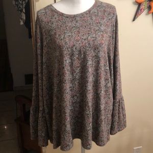 Lucky Brand bell sleeve floral sweater.